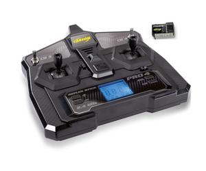 Carson FS 4K Reflex Stick Pro 4 LCD - Radiocommande RC, système 2,4 GHz à 4 canaux, écran LCD, mémoire de modèles, Dual Rate, Failsafe, Noir