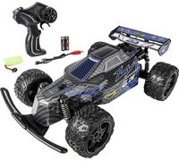 Carson Modellsport Glow Rider bleu 1:12 Auto RC électrique Buggy 100% RtR 2,4 GHz avec accu, chargeur et piles pour l'émetteur