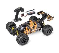 Carson Monsuta 1:8 2,4 GHz - Poussette radiocommandée, 100% RTR, 35 km/h, Traction arrière 2WD, Moteur brossé Type 550, Batterie Li-ION 7,4 V 3000 mAh, Orange