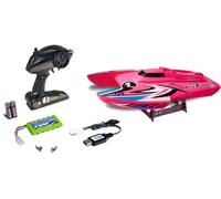 Carson Race Shark FD 2.4G 100% RTR Rose - Bateau radiocommandé pour Enfants à partir de 8 Ans, Bateau RC, jusqu'à 25 km/h, 100% RTR (Ready to Run)