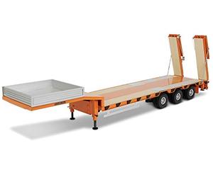 Carson- Semi-remorque 500907060 Goldhofer BAU-STN-L3 1:14-Maquette à Assembler, surbaissée pour camions, Rampe de Chargement Pliable, Compatible Tamiya, Non Peint