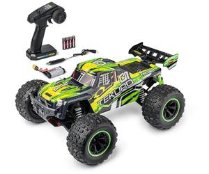 Carson XS Tekuro 1:10 100% RTR Gris/Vert - Voiture télécommandée, Buggy RC, incluant Batteries et télécommande, Buggy Tout-Terrain, 40 km/h, RC Outdoor, 4 Roues motrices (4WD)
