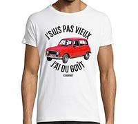 CARSPIRIT T-Shirt Humour Voiture 4L, J'suis Pas Vieux J'Ai du goût, Blanc ou Gris chiné, 100% Coton, Coupe ajustée (Blanc, L)