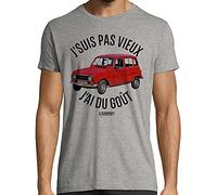 CARSPIRIT T-Shirt Humour Voiture 4L, J'suis Pas Vieux J'Ai du goût, Blanc ou Gris chiné, 100% Coton, Coupe ajustée (Gris chiné, M)