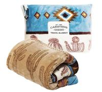 CARSTENS, INC. Couverture de Voyage compacte 2 en 1 de qualité supérieure - Motif à Rayures Cactus