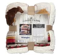 Carstens, Inc. Wrangler Couverture Polaire Sherpa Motif Cheval de Course Marron Taille Unique