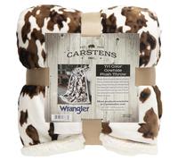 Carstens, INC. Wrangler - Couverture Sherpa Extra pelucheuse en Cuir de Vache Noir et Marron, Taille L 137,2 x 172,7 cm