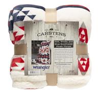 Carstens, INC. Wrangler Couverture surdimensionnée en Polaire Sherpa Ultra Douce de qualité supérieure, 137,2 x 172,7 cm, Rouge, Blanc et Bleu du sud-Ouest