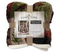 Carstens JP525 Couverture Douce en Peluche Sherpa - Patchwork Lodge - 137,2 x 172,7 cm