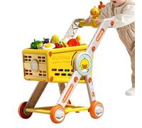 Cart d'achat pour Tout-Petit - Chariot de poussée de Jouets pour, prétendent Jouer à l'épicerie | Hauteur de poignée réglable, Cadre en Plastique Durable, Grand de Rangement, Jeu de rôl