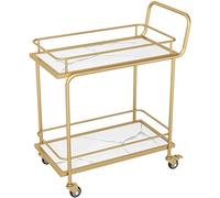 Cart,Home Bar Serving Cart with 2/3 Tier Shelves Metal Trolley Rolling Bar Cart Kitchen Living Room Storage Cart,Multi-Purpose Rack Wood& Metal Material,White-3-Tier(J-2-Tier)