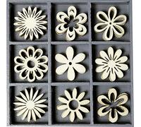 cArt-Us Boîte avec Ornements en Bois Fleurs fantastiques 10,5 x 10,5 cm Bois Naturel
