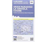 Carta n. 101 Gran Paradiso, la Grivola, Cogne 1:25.000. Carta dei sentieri e dei rifugi