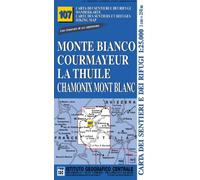 Carta n. 107 Monte Bianco, Courmayeur, Chamonix, la Thuile 1:25.000. Carta dei sentieri e dei rifugi. Serie monti