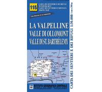 Carta n. 115 La Valpelline, valle di Ollomont e Saint Barthelemy 1:25.000. Carta dei sentieri e dei rifugi. Serie monti