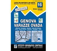 Carta n. 16 Genova, Varazze, Ovada 1:50.000. Carta dei sentieri e dei rifugi