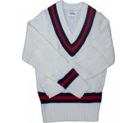 Carta Sport - Pull pour homme - Cricket CS481 (L) (Blanc/Bleu marine/Rouge)