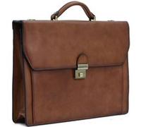 Cartable 1 soufflet en cuir KATANA - marron 2798 Marron G