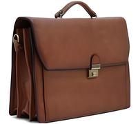 Cartable 3 soufflets en cuir de vachette - Marron - Ref. KAT63032-03