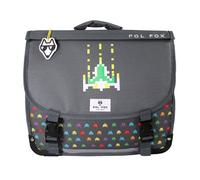 Cartable 35 cm garçon POL FOX Space Invader Réversible avec 2 compartiments ? CP/CE1/CE2 ? Gris à motifs rétro gaming multicolore TU