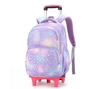 Cartable a Roulette Fille - Détachable Cartable Roulettes Enfant Portable Léger, Sac à Dos à roulettes Multifonction, Primaire Trolley Bag pour école pour Voyages Scolaires, Violet-Style 1