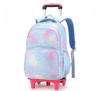 Cartable a Roulette Fille - Détachable Cartable Roulettes Enfant Portable Léger, Sac à Dos à roulettes Multifonction, Fille Primaire Trolley Bag pour école pour Voyages Scolaires, Bleu-Style1