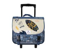 Cartable à roulettes 38 cm garçon POL FOX Surf Réversible avec 2 compartiments ? CP/CE1/CE2 ? Bleu océan à motifs planche et vagues multicolore TU