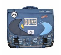 Cartable à roulettes 38 cm garçon POL FOX Surf Réversible avec 2 compartiments ? CP/CE1/CE2 ? Bleu océan à motifs planche et vagues multicolore TU