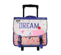 Cartable à roulettes 38 cm POL FOX Dream Réversible avec 2 compartiments ? CP/CE1/CE2 ? Rose parme à imprimés chats et cœurs multicolore TU