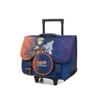 Cartable à roulettes - LA PLUME DORÉE - Naruto Shippuden Sasuke - 41 cm - 2 compartiments A4 - Pochette zippée ronde