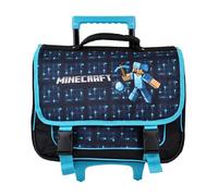 Cartable à roulettes MINECRAFT 1 compartiment 38cm bleu