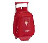 Cartable à roulettes - Real Sporting de Gijón - 705 - Rouge - Polyester - Zippée