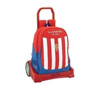 Cartable à roulettes - Real Sporting de Gijón - Evolution - Blanc - Rouge - Polyester, Acier