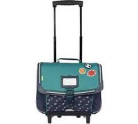 Tann's - Cartable à roulettes 38cm Les Fantaisies Alexandre Vert - Patchs Ballons Foot Rugby Basket - Cartable trolley garçon 2 Soufflets - CP CE1 CE2