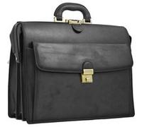 Cartable américain en cuir KATANA 3 soufflets - noir 6500 Noir