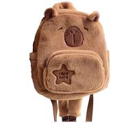 Cartable capybara kawaii, Sac a dos peluche mignon Moelleux et Pelucheux, petit sac a dos enfant Mini Cartable kawai de Voyage et Doudou Animal pour École Maternelle 29cm x (Brown, One Size)