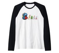 Cartable Cartoon Monster Mangeant des Fournitures Scolaires Manche Raglan
