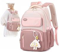 Cartable Fille CM1 CM2 - Sac à Dos Léger et Organisé avec Poche Spéciale - Rose