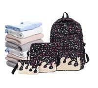 Cartable fille école 3 Pièces : Sac à Dos Mignon à Compartiments, Sac