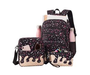 Cartable fille école 3 Pièces : Sac à Dos Mignon à Compartiments, Sac