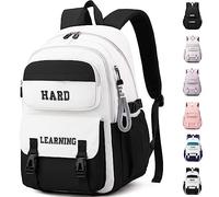 Cartable Fille Garcon Primaire - KESEDE Sac a Dos Maternelle cp Rentree Scolaire Convient Pour Ordinateur Portable De 15" Sac à Dos DéContracté Adolescence Cartables, BlancNoir