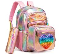 Cartable Fille Primaire Pop it Cartable Licorne Sac à Dos Filles Enfants Elementaire Sacs Scolaires de 3 Pieces avec Sacs à Lunch et Trousse pour CP D'école Étudiants
