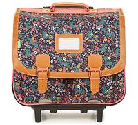 Tann's - Cartable à roulettes 41cm Alba Marine - Imprimé Fleuri et Licornes - Cartable Trolley Fille 2 Soufflets - CE2 CM1 CM2