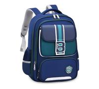 Cartable garçon primaire ergonomique 20L imperméable, bleu marine vert