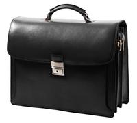 Cartable Homme Gérard Henon Atout GH 2028 en Refente de Cuir Noir - 3 Soufflets