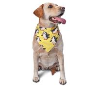 Cartable jaune motif pingouin imprimé graphique triangle écharpe pour chiens et chats, bandana mignon réglable pour les séances photo