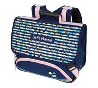 Cartable - LITTLE MARCEL - Blue Flowers - 38cm - 2 compartiments - Enfant