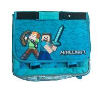 Cartable Minecraft - 37 cm - Bleu - 2 Compartiments - Bretelles Matelassées