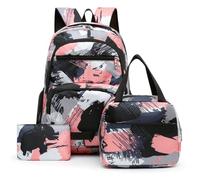 Cartable pour garçon 3 pièces avec design camouflage, sac à dos décontracté de grande capacité avec sac à déjeuner et trousse à crayons, kit d'organisation de voyage pour sac à dos, Couleur 2, Leisure