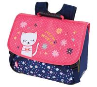 Cartable - Primaire - Bleu marine/Rose - 2 compartiments - 38x16x34cm - Chaton